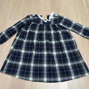 Edgehill Collection Navy and White Plaid Kids Dress, 6Y